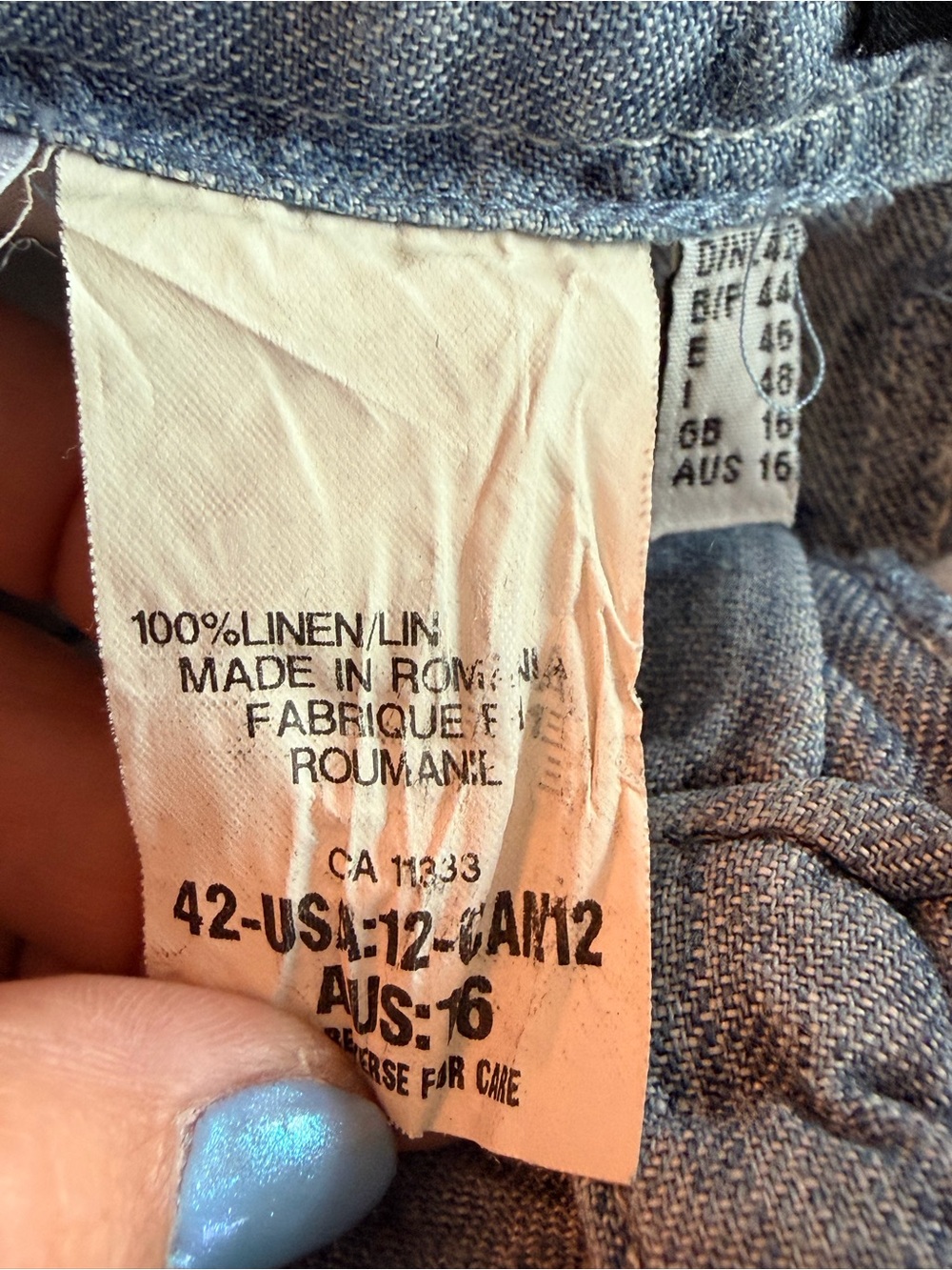 Apanage Linen Skirt Blue A-Line Flare Hem Size 12 Coastal Grandmother - Picture 8 of 9